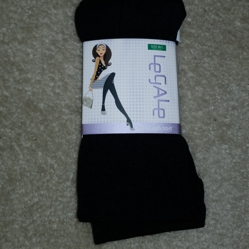 Legale black lush lined tights